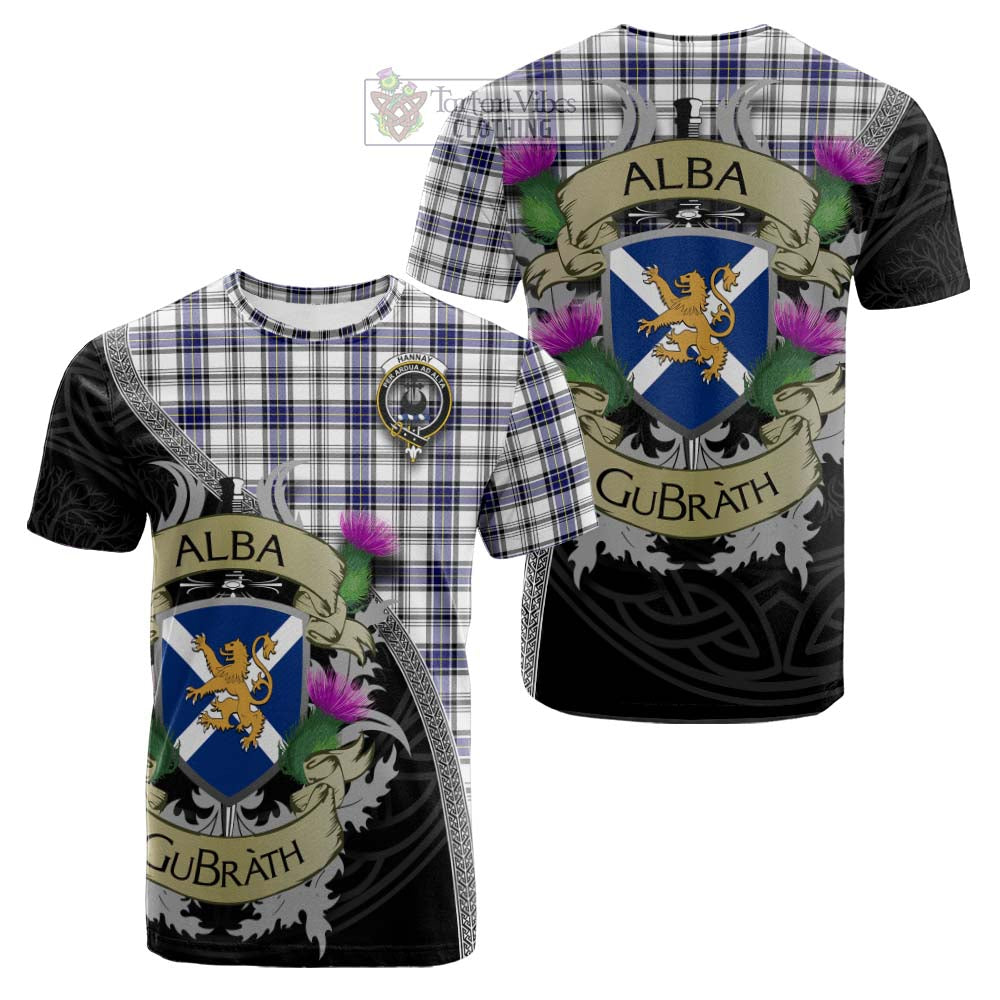 Tartan Vibes Clothing Hannay Tartan Family Crest Cotton T-shirt Lion Rampant Royal Thistle Shield Celtic Inspired