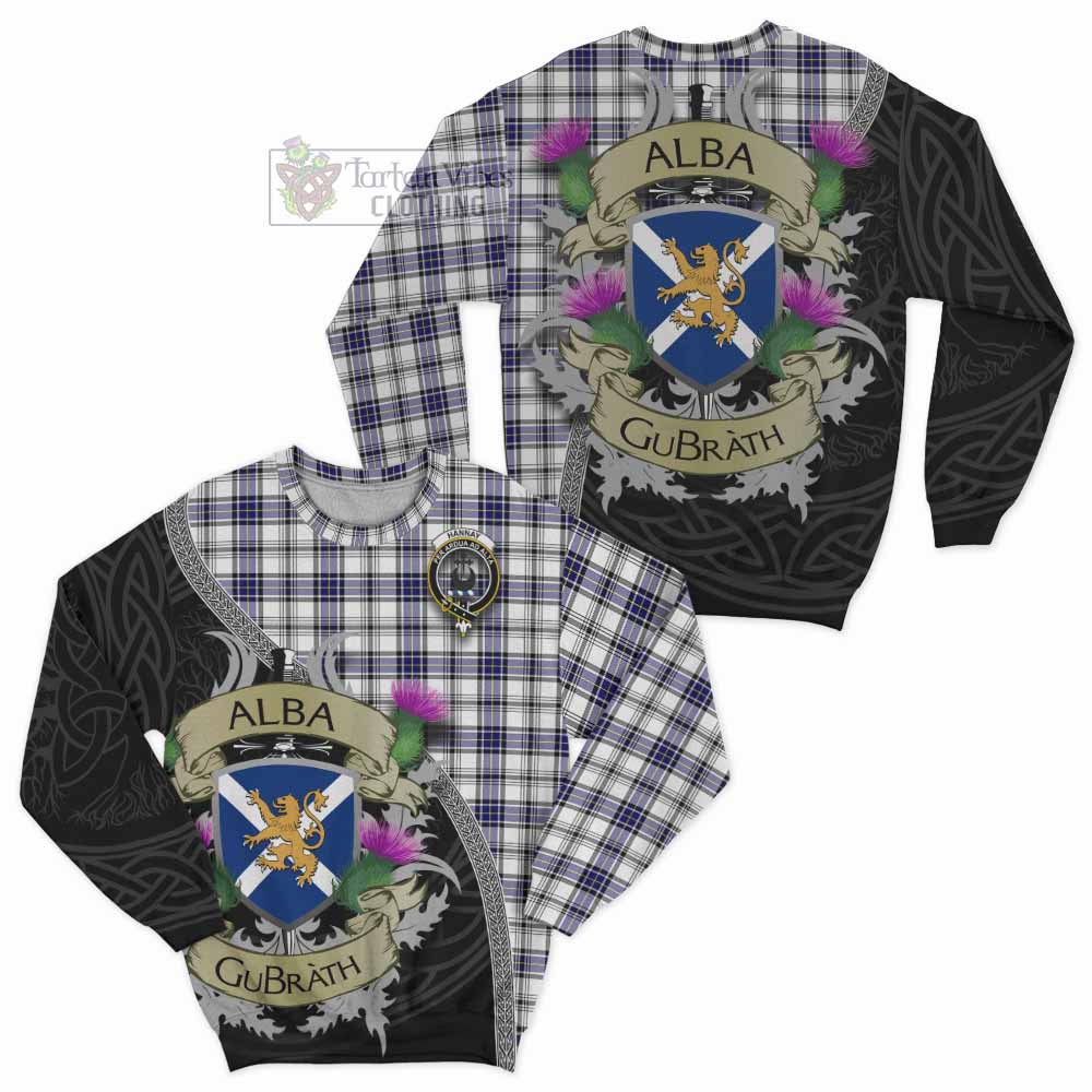 Tartan Vibes Clothing Hannay Tartan Family Crest Sweatshirt Lion Rampant Royal Thistle Shield Celtic Inspired