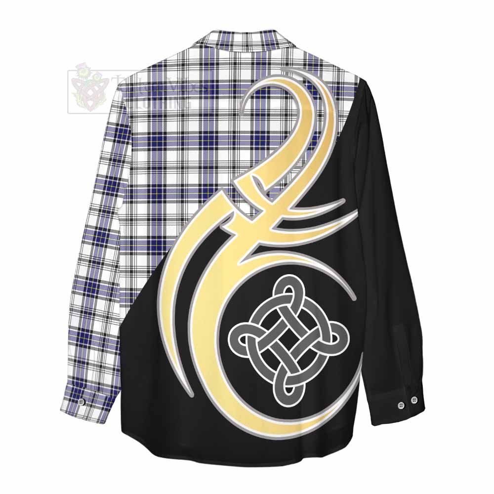 Tartan Vibes Clothing Hannay Tartan Women's Casual Shirt with Family Crest and Celtic Symbol Style