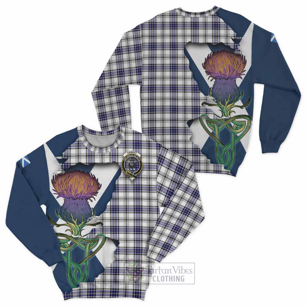 Tartan Vibes Clothing Hannay Tartan Family Crest Sweatshirt Scottish Thistle Celtic Inspired
