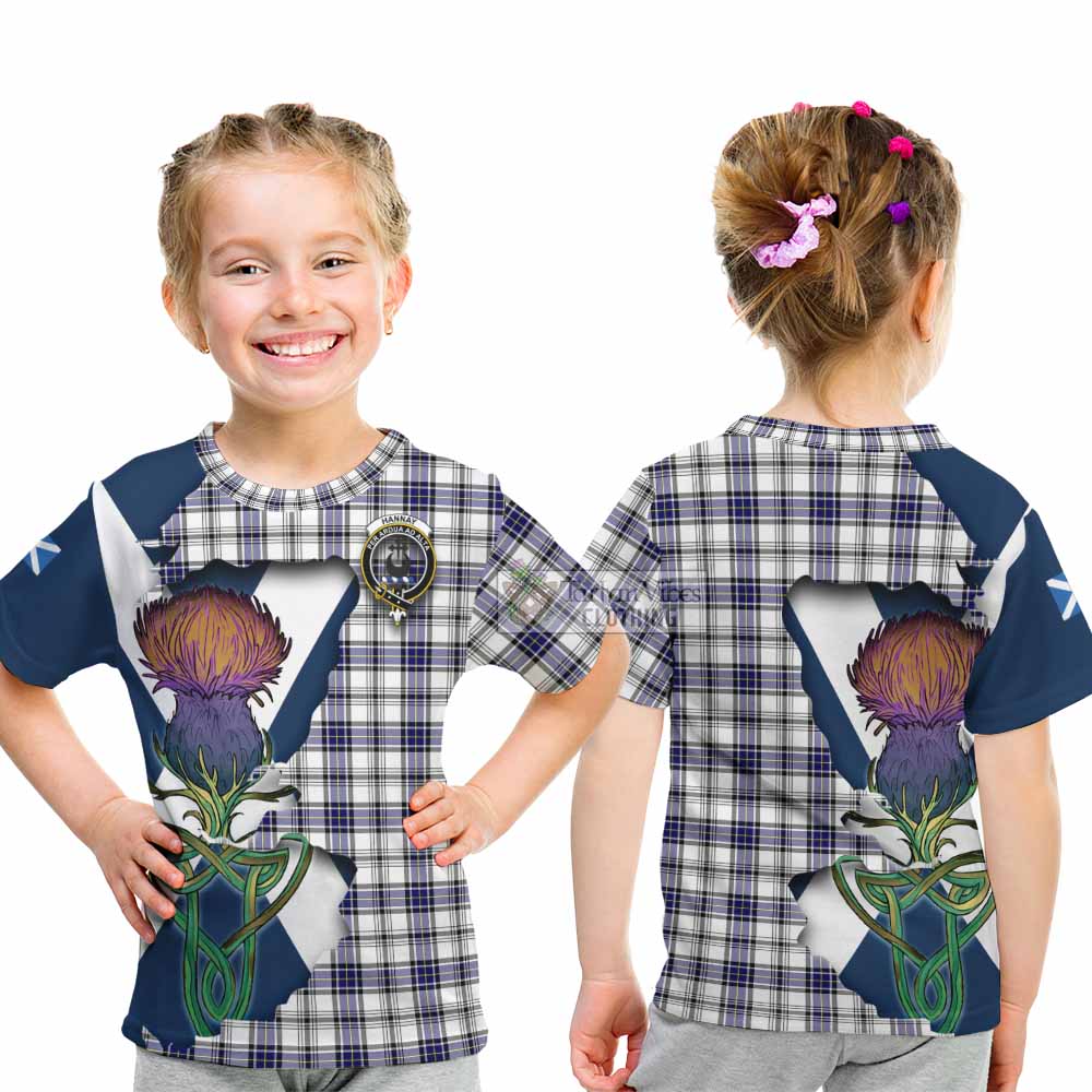 Tartan Vibes Clothing Hannay Tartan Family Crest Kid T-Shirt Scottish Thistle Celtic Inspired