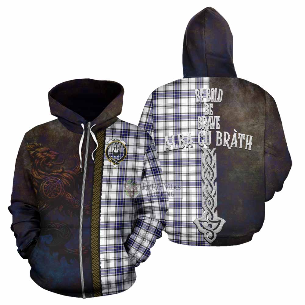 Tartan Vibes Clothing Hannay Tartan Family Crest Hoodie Alba Gu Brath Be Brave Lion Ancient Style
