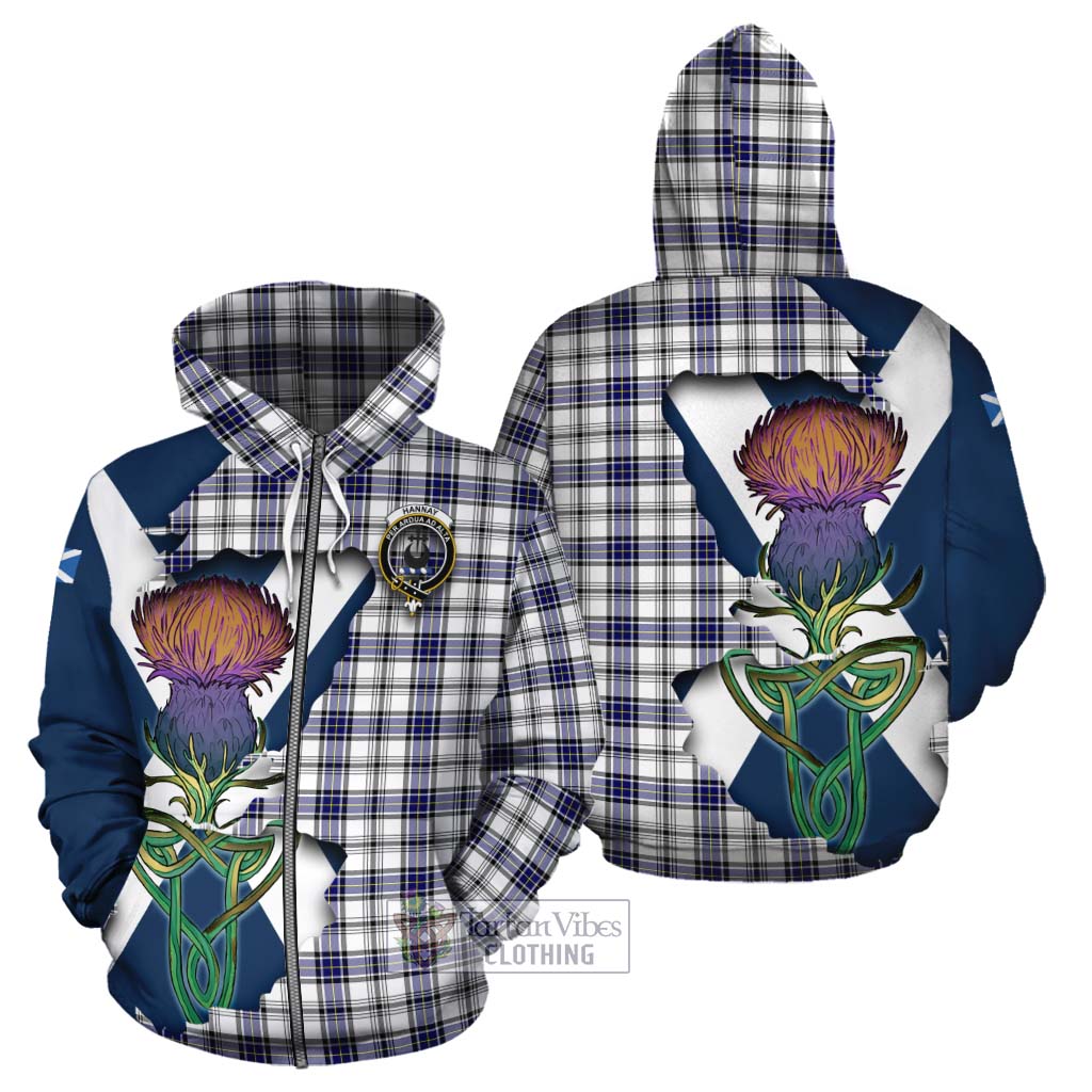 Tartan Vibes Clothing Hannay Tartan Family Crest Cotton Hoodie Scottish Thistle Celtic Inspired