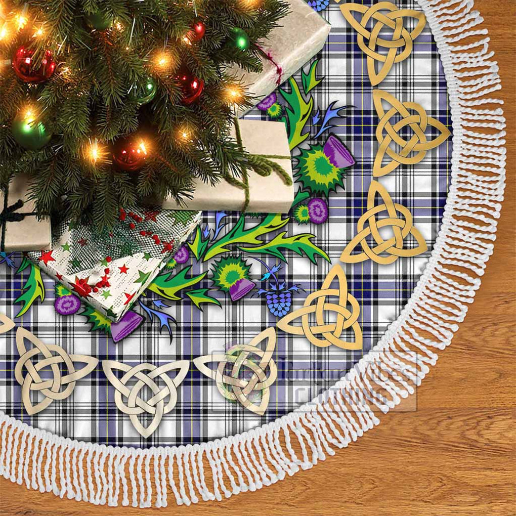 Tartan Vibes Clothing Hannay Tartan Christmas Tree Skirt with Thistle Celtic Knot Style