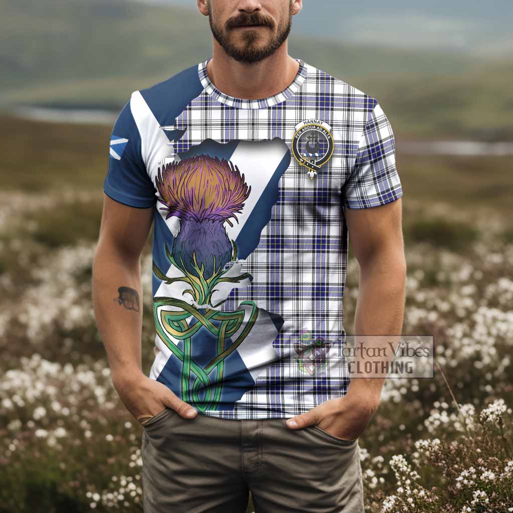 Tartan Vibes Clothing Hannay Tartan Family Crest T-Shirt Scottish Thistle Celtic Inspired