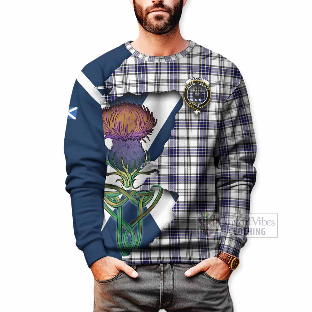 Tartan Vibes Clothing Hannay Tartan Family Crest Sweatshirt Scottish Thistle Celtic Inspired