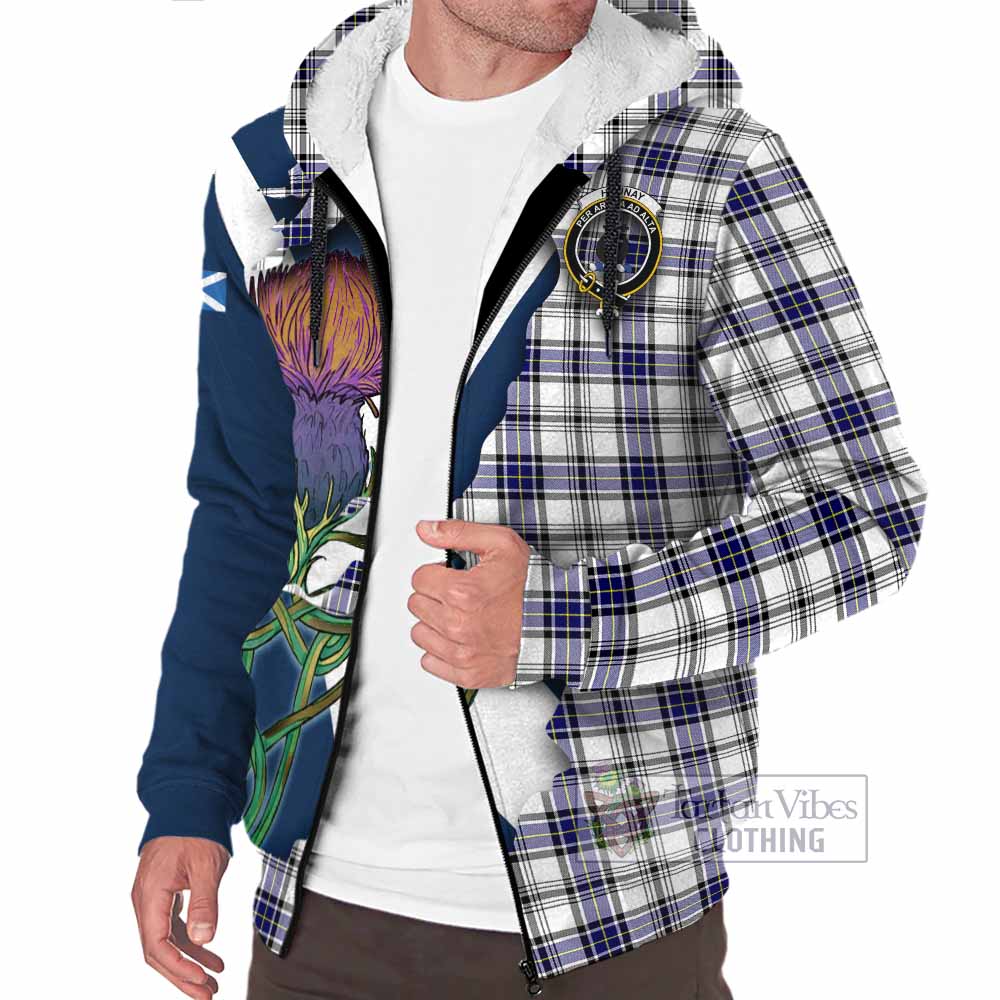 Tartan Vibes Clothing Hannay Tartan Family Crest Sherpa Hoodie Scottish Thistle Celtic Inspired