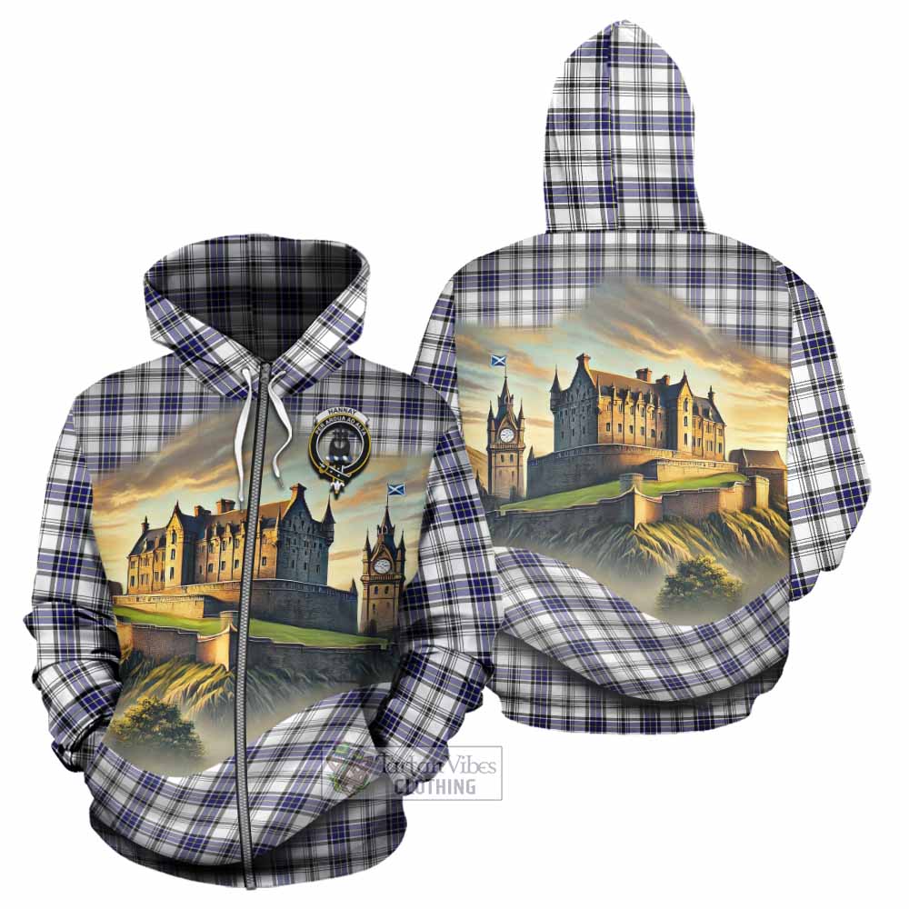 Tartan Vibes Clothing Hannay Tartan Family Crest Hoodie with Scottish Ancient Castle Style