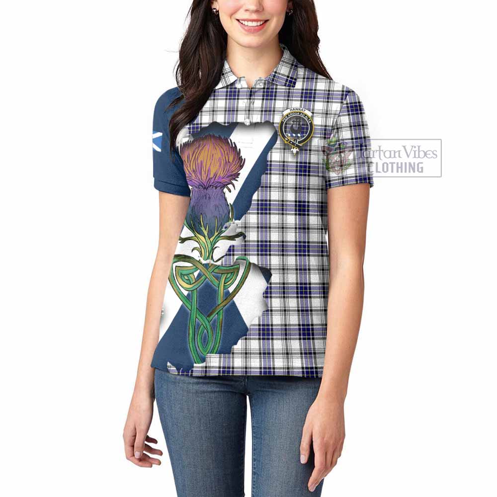 Tartan Vibes Clothing Hannay Tartan Family Crest Women's Polo Shirt Scottish Thistle Celtic Inspired