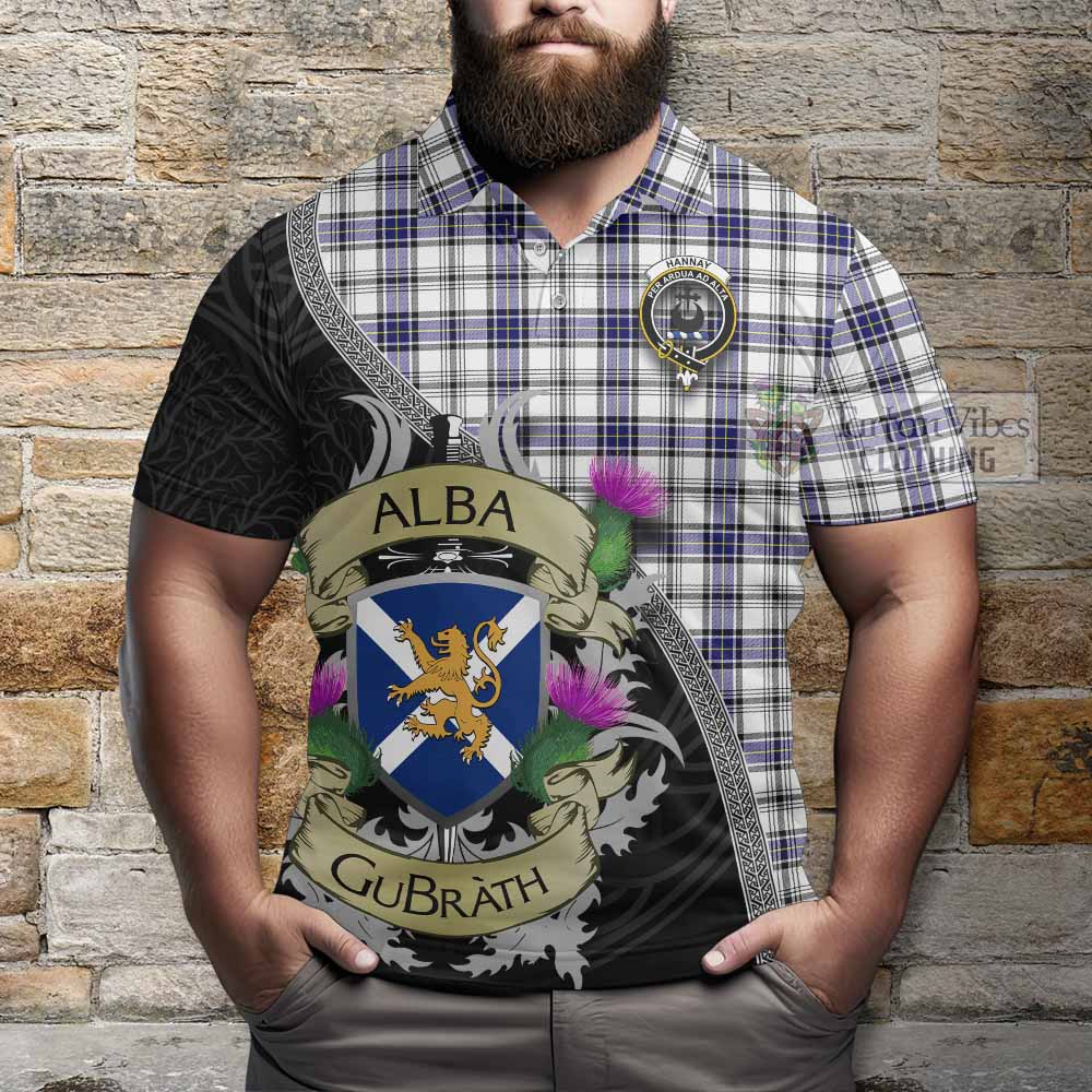 Tartan Vibes Clothing Hannay Tartan Family Crest Polo Shirt Lion Rampant Royal Thistle Shield Celtic Inspired