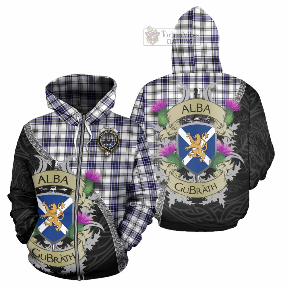Tartan Vibes Clothing Hannay Tartan Family Crest Hoodie Lion Rampant Royal Thistle Shield Celtic Inspired