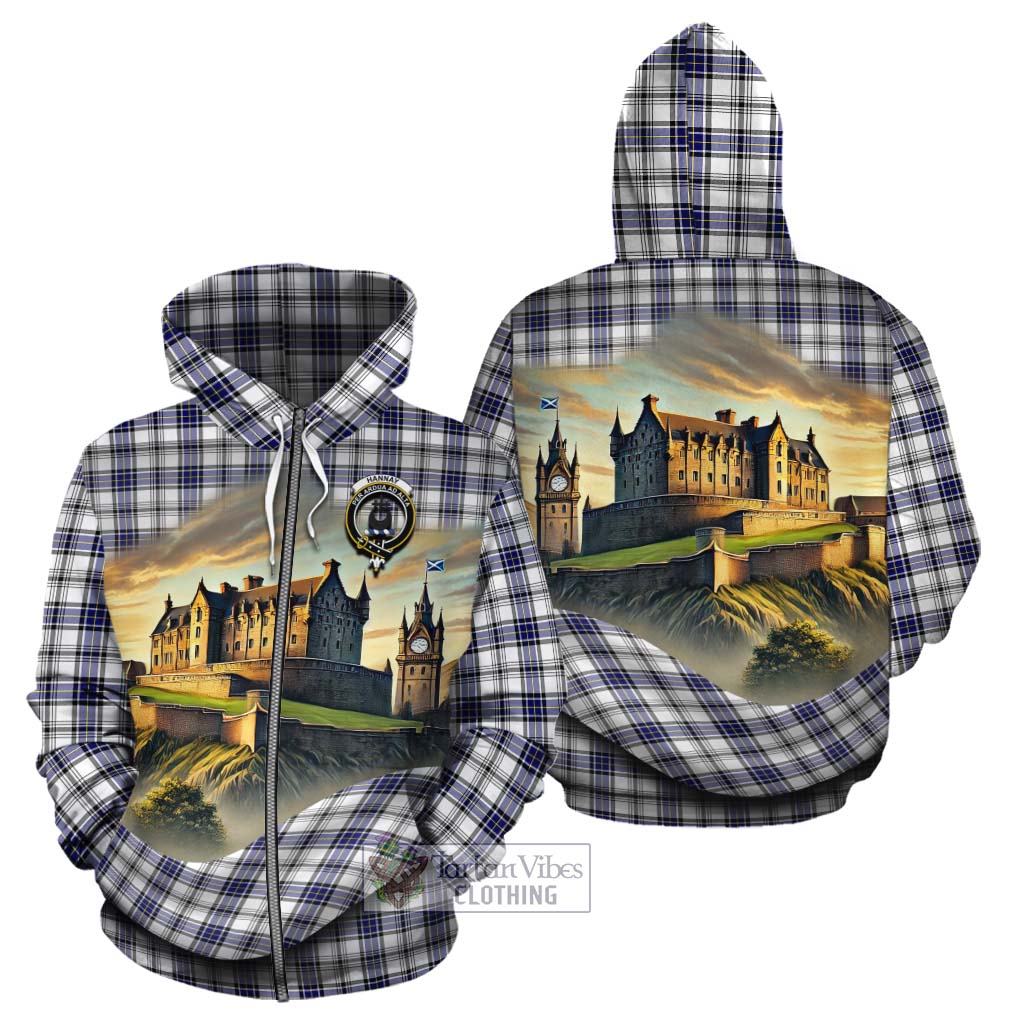 Tartan Vibes Clothing Hannay Tartan Family Crest Cotton Hoodie with Scottish Ancient Castle Style
