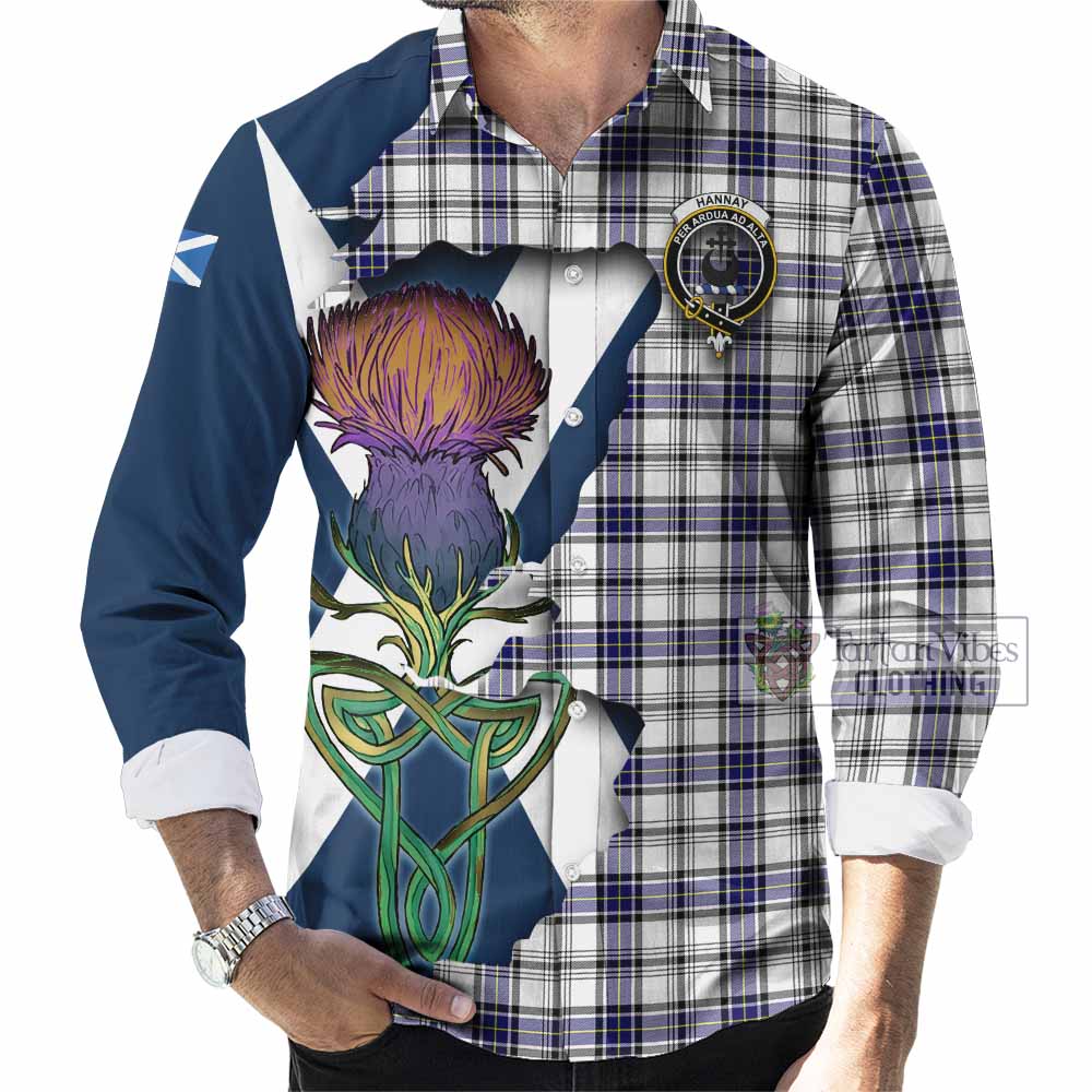 Tartan Vibes Clothing Hannay Tartan Family Crest Long Sleeve Button Shirt Scottish Thistle Celtic Inspired