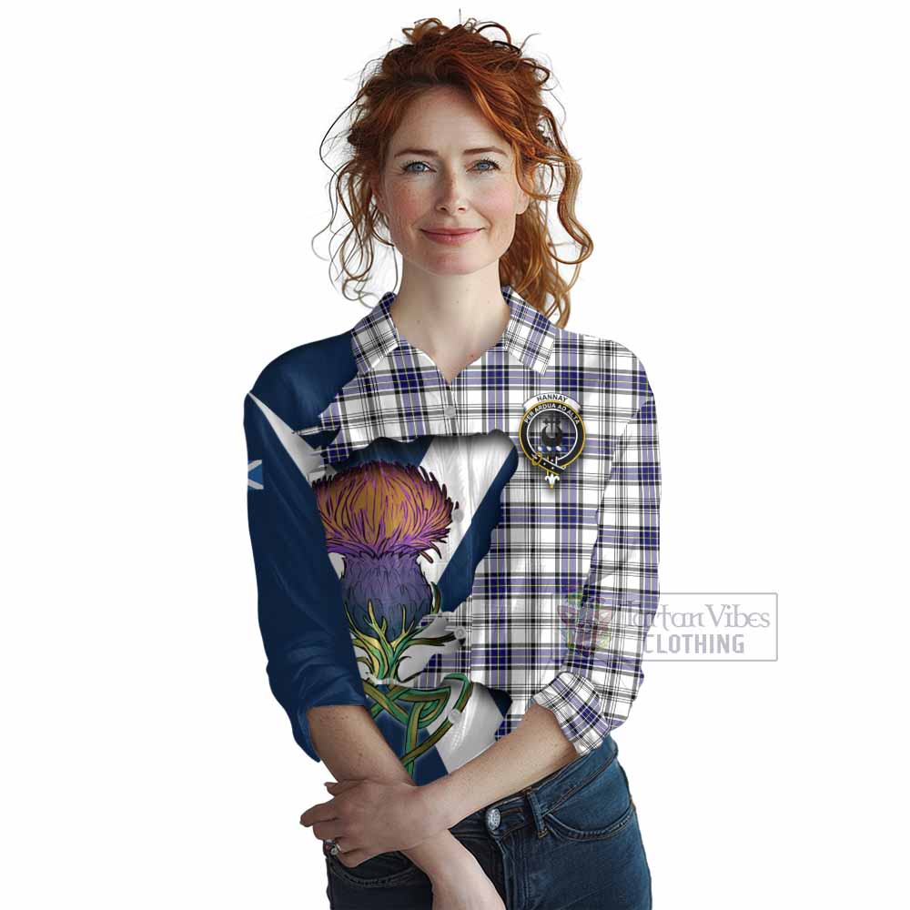 Tartan Vibes Clothing Hannay Tartan Family Crest Women's Casual Shirt Scottish Thistle Celtic Inspired