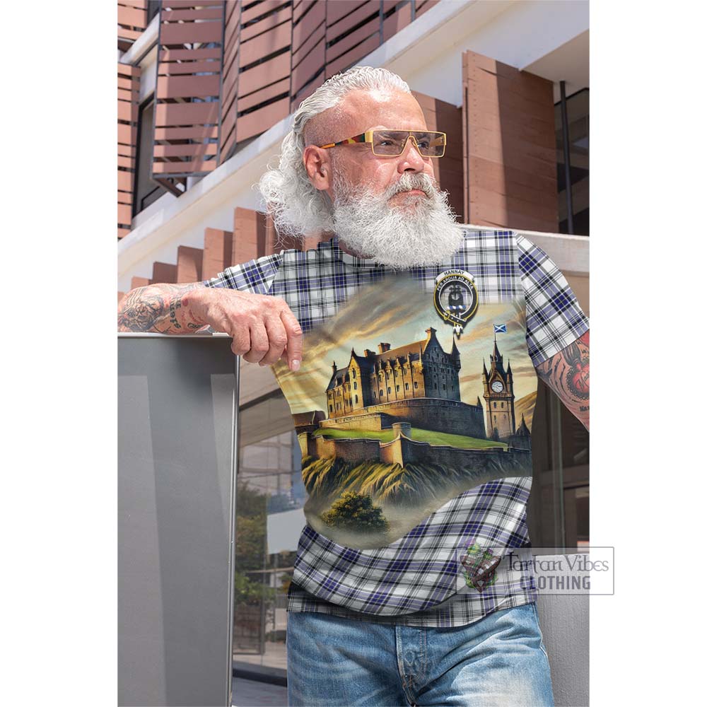 Tartan Vibes Clothing Hannay Tartan Family Crest Cotton T-shirt with Scottish Ancient Castle Style