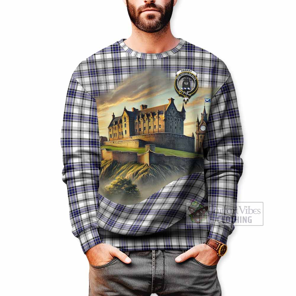 Tartan Vibes Clothing Hannay Tartan Family Crest Sweatshirt with Scottish Ancient Castle Style