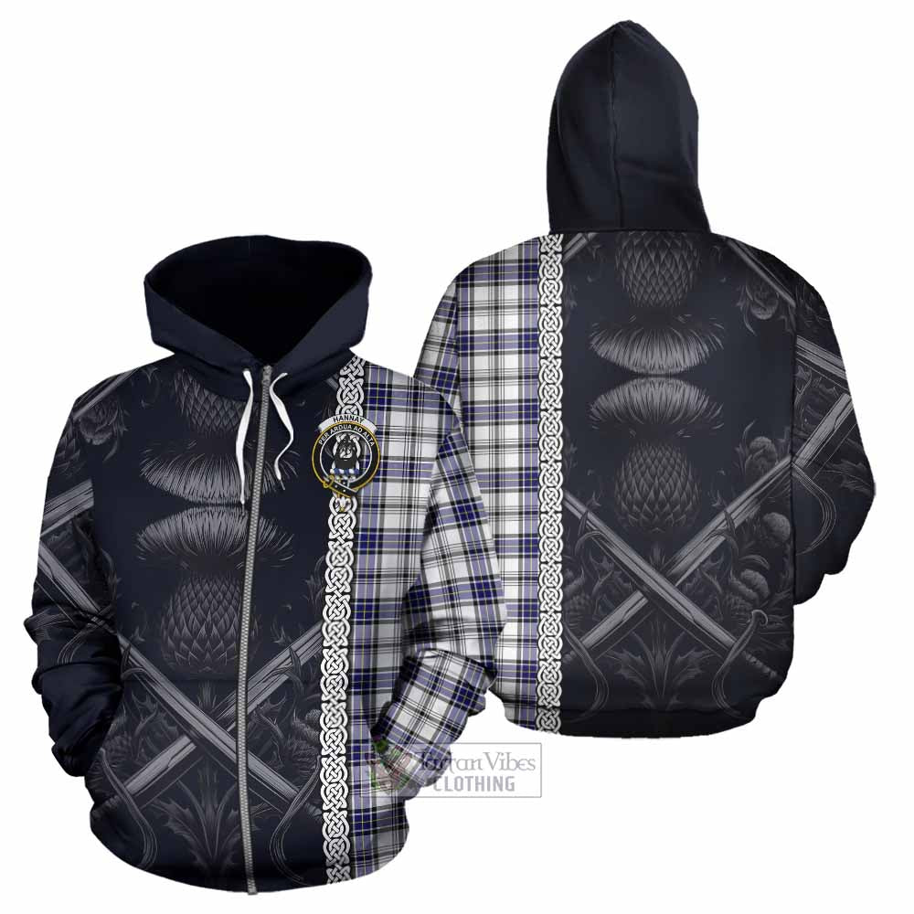 Tartan Vibes Clothing Hannay Tartan Hoodie with Family Crest Cross Sword Thistle Celtic Vibes