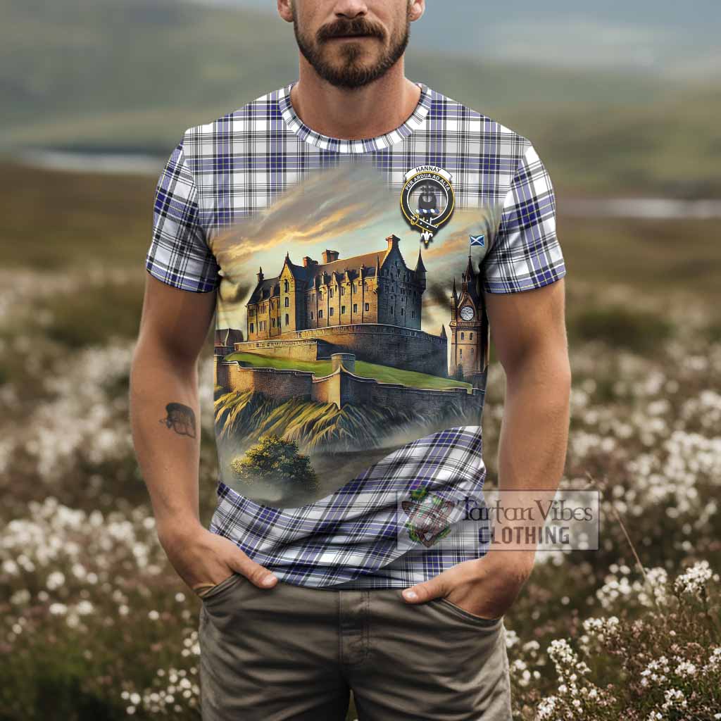 Tartan Vibes Clothing Hannay Tartan Family Crest T-Shirt with Scottish Ancient Castle Stype