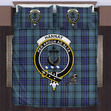 Hannay Blue Tartan Bedding Set with Family Crest