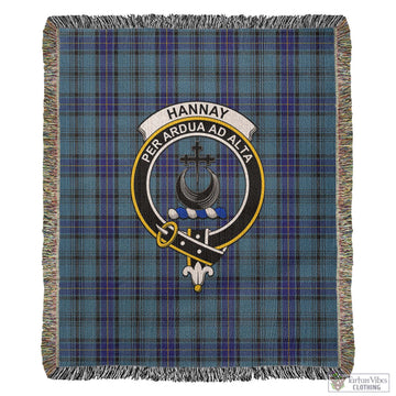 Hannay Blue Tartan Woven Blanket with Family Crest