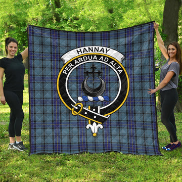 hannay-blue-tartan-quilt-with-family-crest