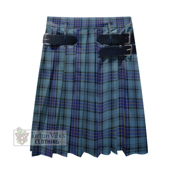 Hannay Blue Tartan Men's Pleated Skirt - Fashion Casual Retro Scottish Kilt Style