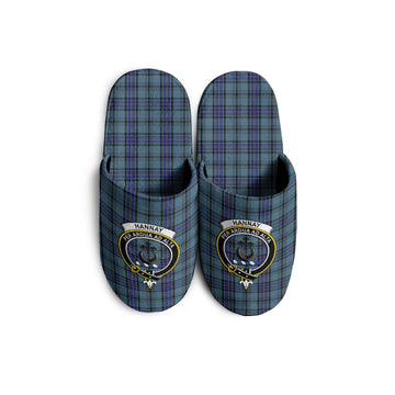 Hannay Blue Tartan Home Slippers with Family Crest