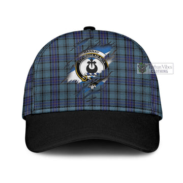Hannay Blue Tartan Classic Cap with Family Crest In Me Style