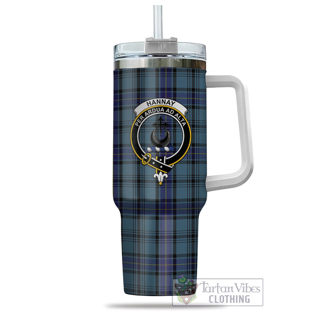 Tartan Vibes Clothing Hannay Blue Tartan and Family Crest Tumbler with Handle