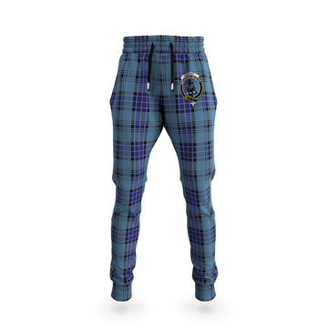 Hannay Blue Tartan Joggers Pants with Family Crest