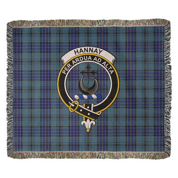 Hannay Blue Tartan Woven Blanket with Family Crest