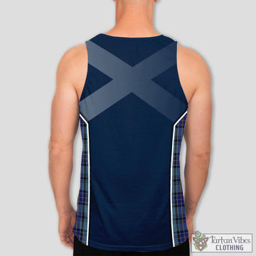 Hannay Blue Tartan Men's Tanks Top with Family Crest and Scottish Thistle Vibes Sport Style