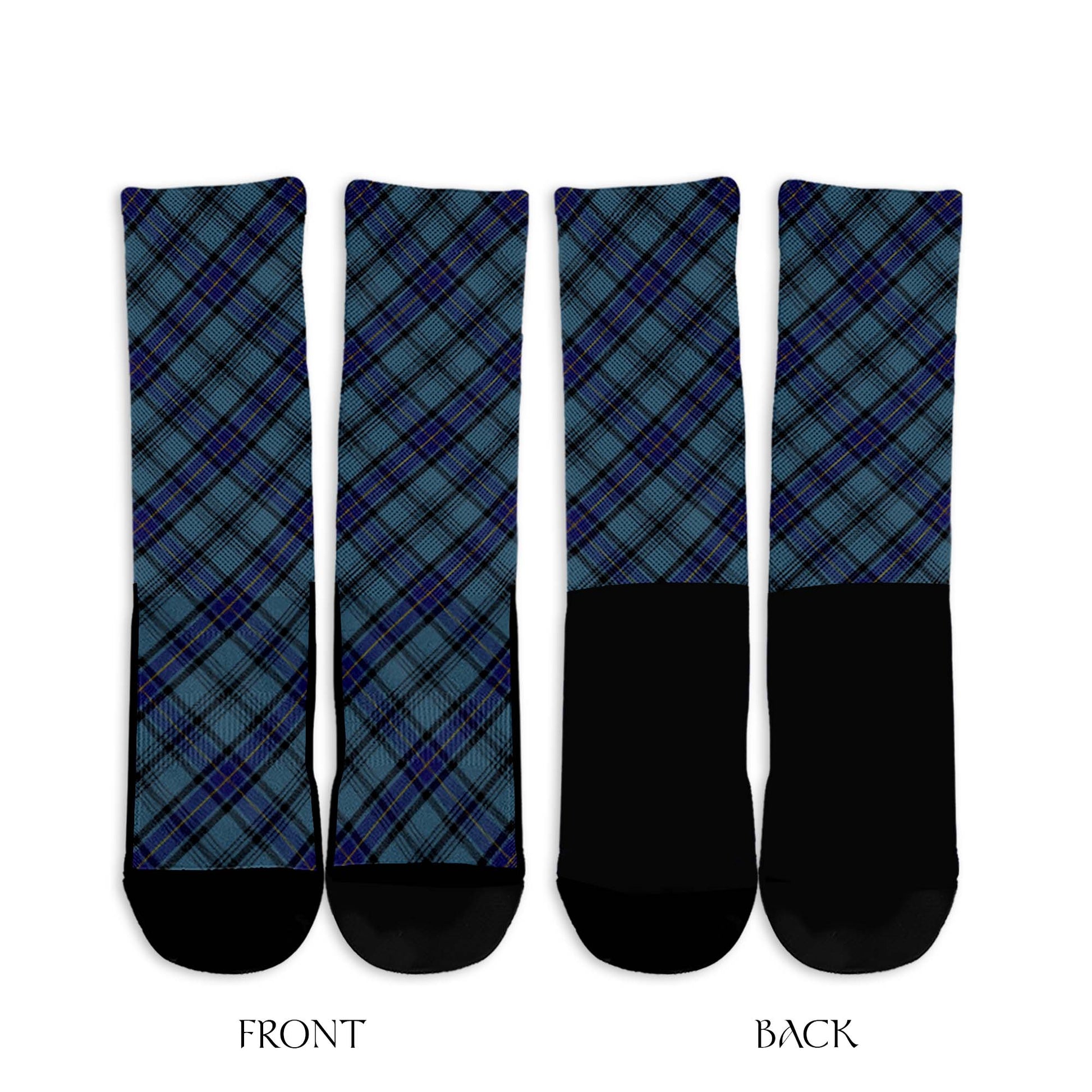 Hannay Blue Tartan Crew Socks Cross Tartan Style - Tartanvibesclothing