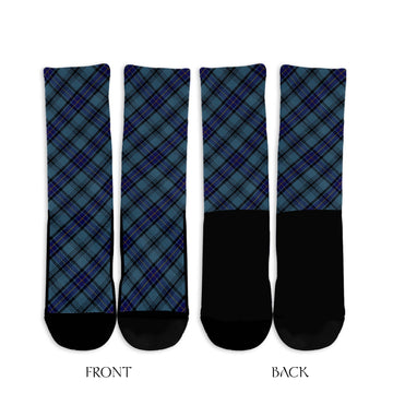 Hannay Blue Tartan Crew Socks Cross Tartan Style