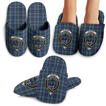 Hannay Blue Tartan Home Slippers with Family Crest