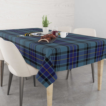 Hannay Blue Tatan Tablecloth with Family Crest