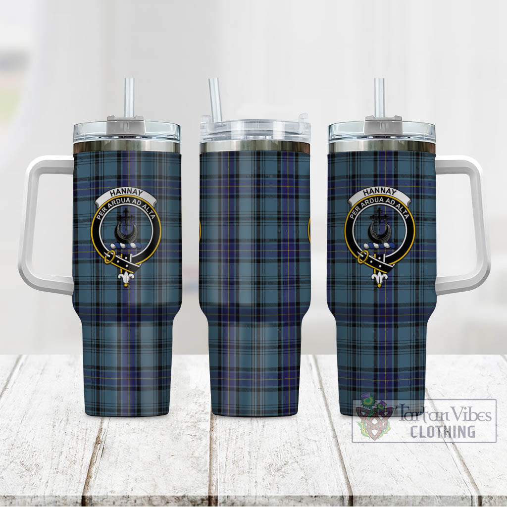 Tartan Vibes Clothing Hannay Blue Tartan and Family Crest Tumbler with Handle