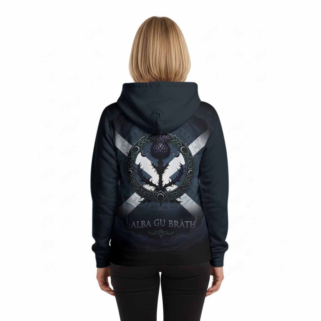 Hannay Clan Crest Hoodie with Celtic Knot Thistle and Saltire