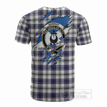 Hannay Clan Crest In Me Tartan Cotton T-shirt Scotland Flag Style