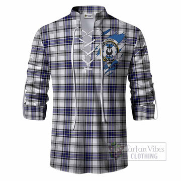 Hannay Clan Crest In Me Tartan Ghillie Shirt Scotland Flag Style