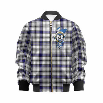Hannay Clan Crest In Me Tartan Kid Bomber Jacket Scotland Flag Style
