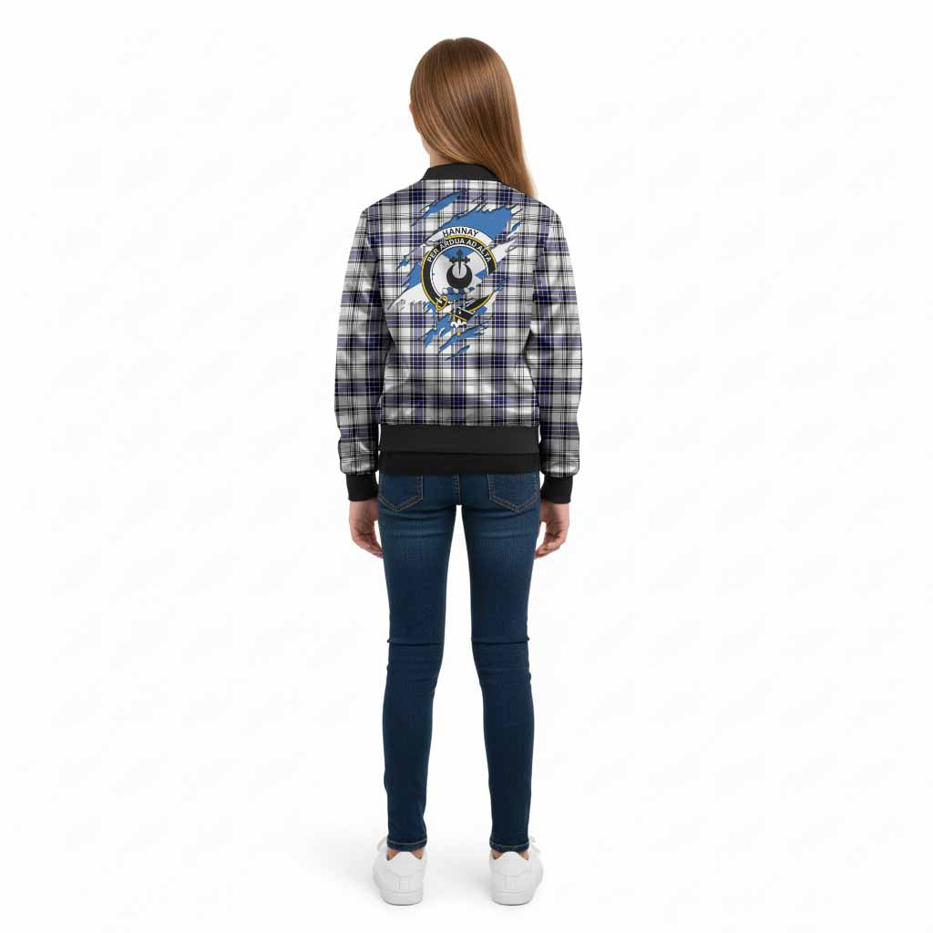 Hannay Clan Crest In Me Tartan Kid Bomber Jacket Scotland Flag Style