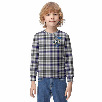 Hannay Clan Crest In Me Tartan Kid Knitted Sweatshirt Scotland Flag Style