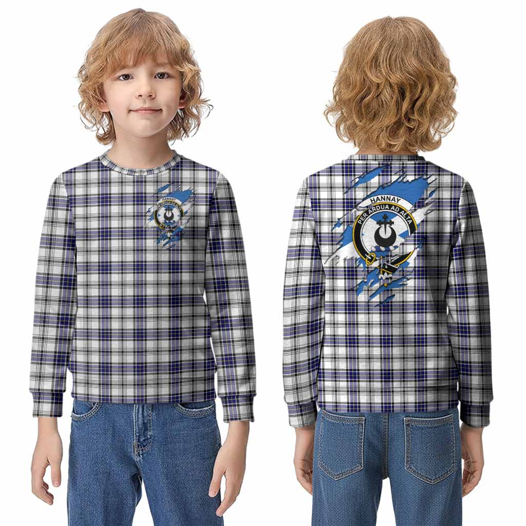 Hannay Clan Crest In Me Tartan Kid Knitted Sweatshirt Scotland Flag Style