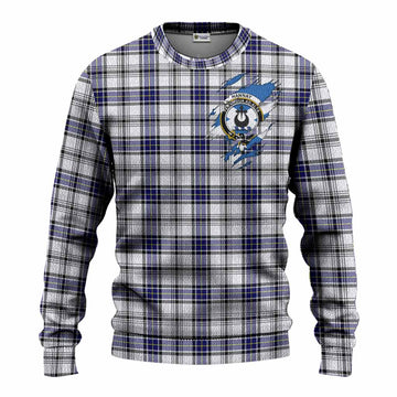 Hannay Clan Crest In Me Tartan Knitted Sweater Scotland Flag Style