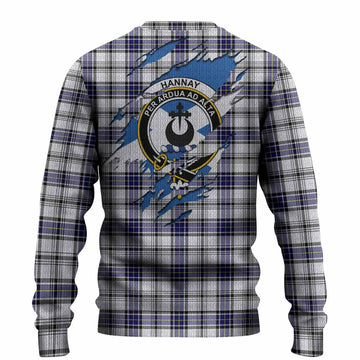 Hannay Clan Crest In Me Tartan Knitted Sweater Scotland Flag Style
