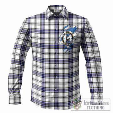 Hannay Clan Crest In Me Tartan Long Sleeve Button Shirts Scotland Flag Style