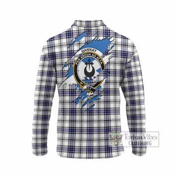 Hannay Clan Crest In Me Tartan Long Sleeve Polo Shirt Scotland Flag Style