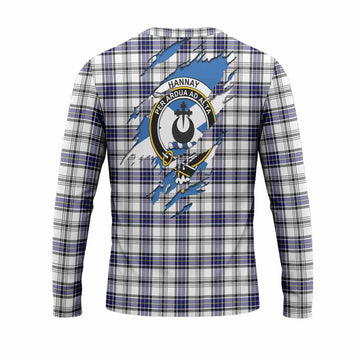 Hannay Clan Crest In Me Tartan Long Sleeve T-Shirt Scotland Flag Style