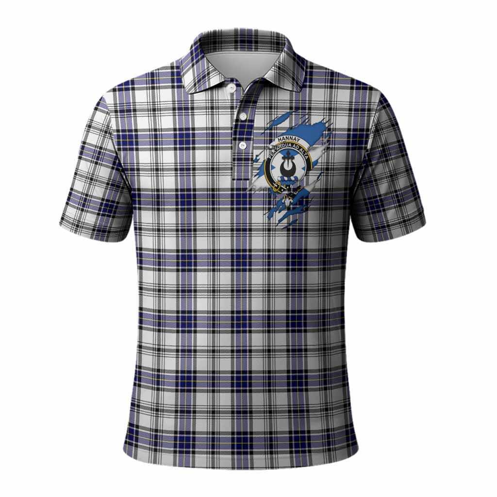Hannay Clan Crest In Me Tartan Polo Shirt Scotland Flag Style